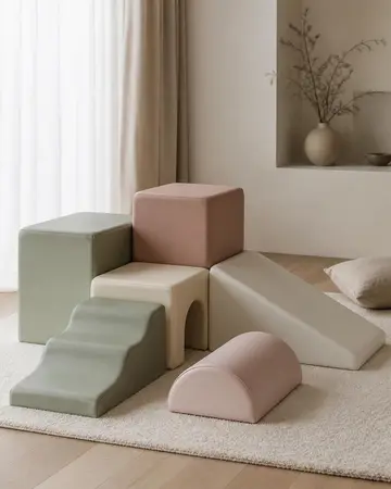 Lapsi leikkii IGLU-pehmopalikoilla