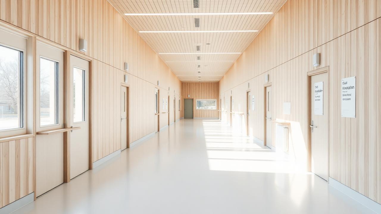 Skandinaavinen koulukäytävä luokkamerkinnöin