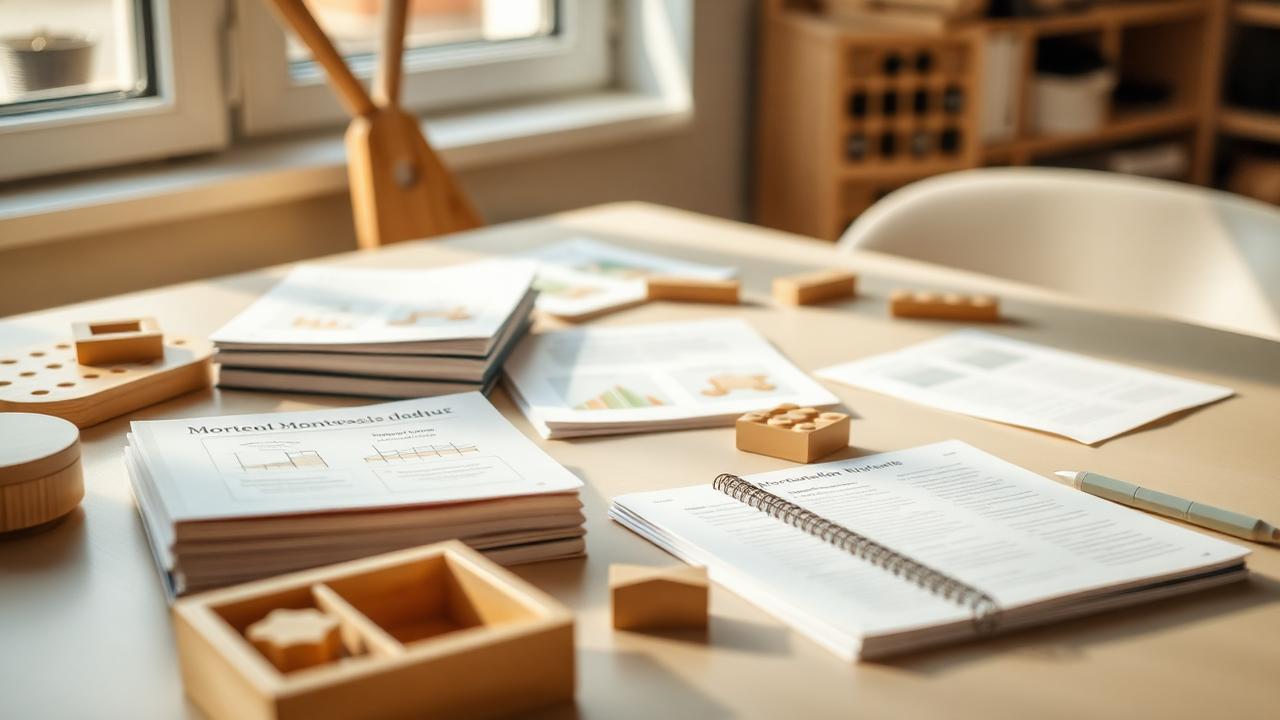 Montessori-opettajankoulutuksen materiaaleja ja muistiinpanoja